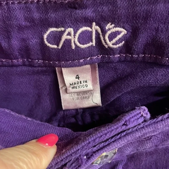 NWT CACHE vintage purple skinny stretch ankle jeans mid rise size 4 - Picture 3 of 9